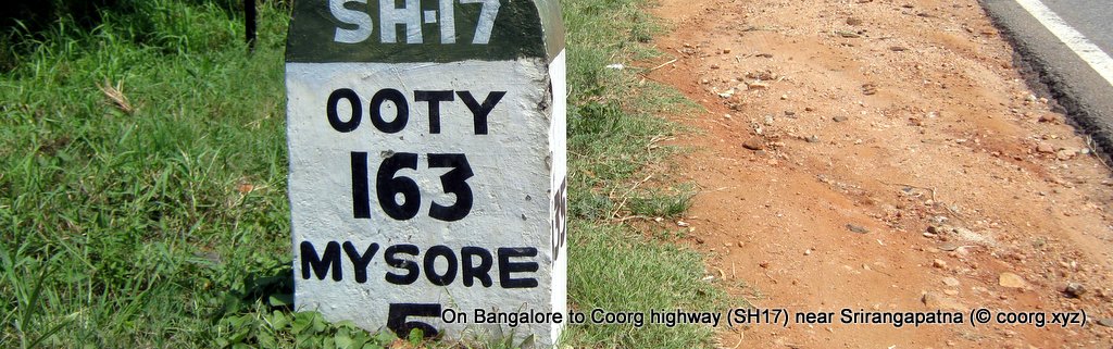 Bangalore to Coorg Road near Srirangapatna. Take diversion at Srirangapatna to bypass Mysore city.