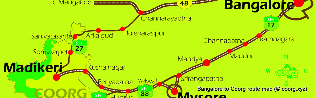 Bangalore To Coorg Routes1 