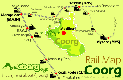 Rail route map for Coorg